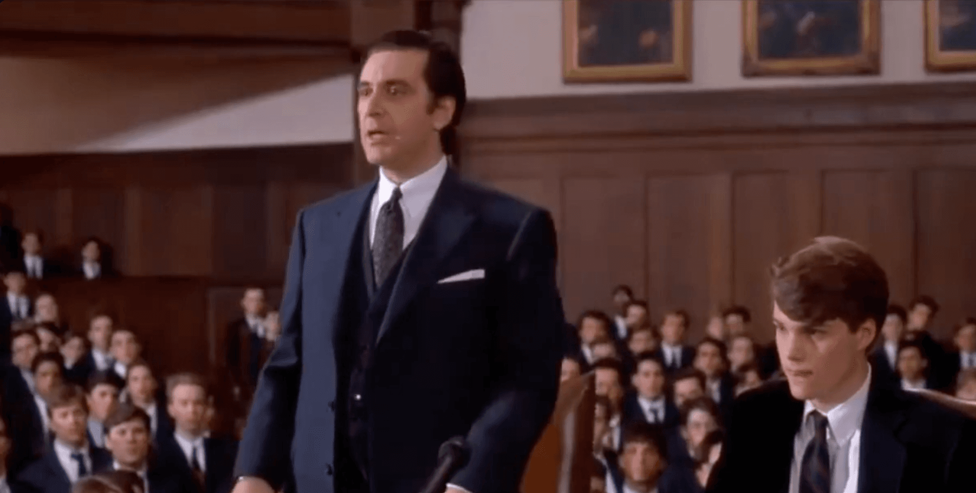 Al Pacino as Lt. Col. Frank Slade delivering the courtroom speech in Scent of a Woman